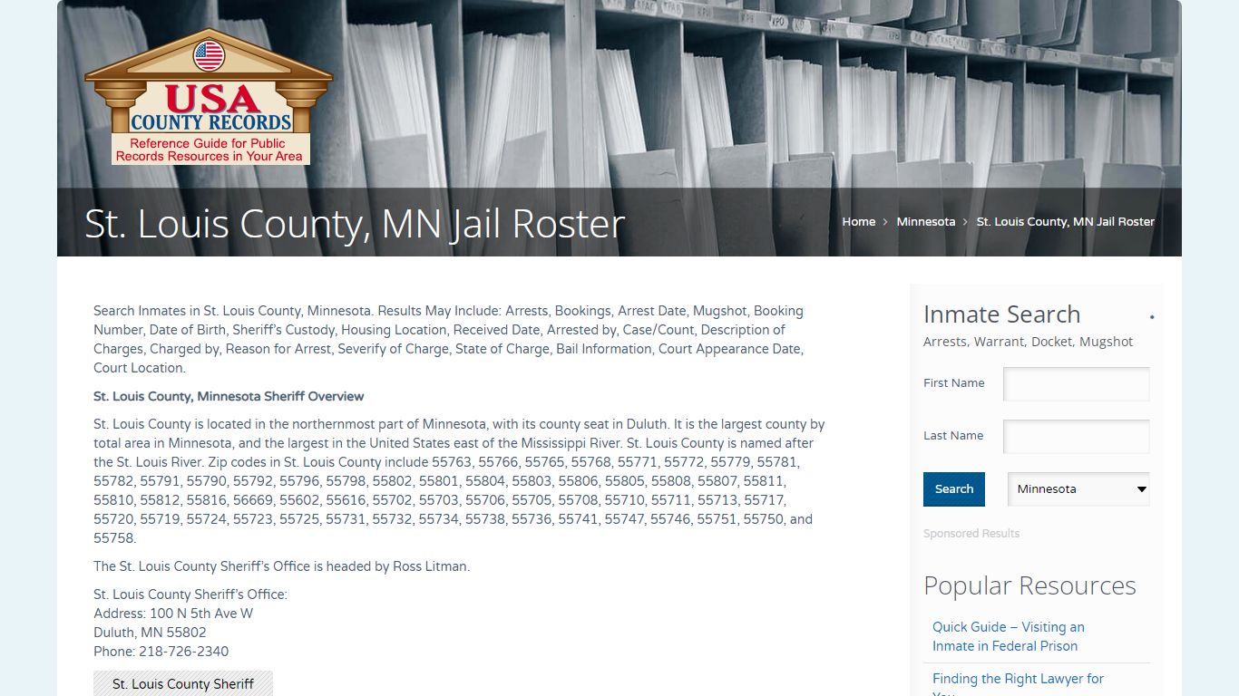 St. Louis County, MN Jail Roster | Name Search